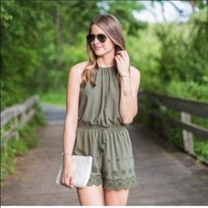 Olive green Mossimo eyelet romper